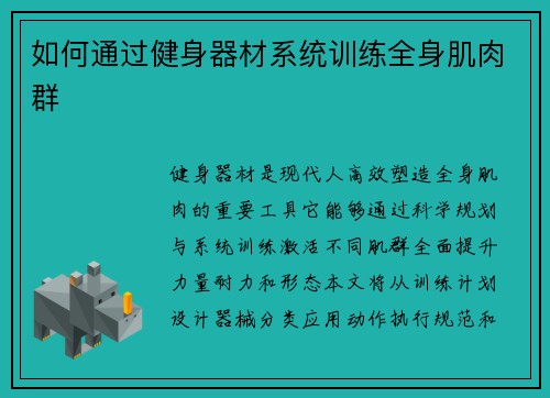 如何通过健身器材系统训练全身肌肉群
